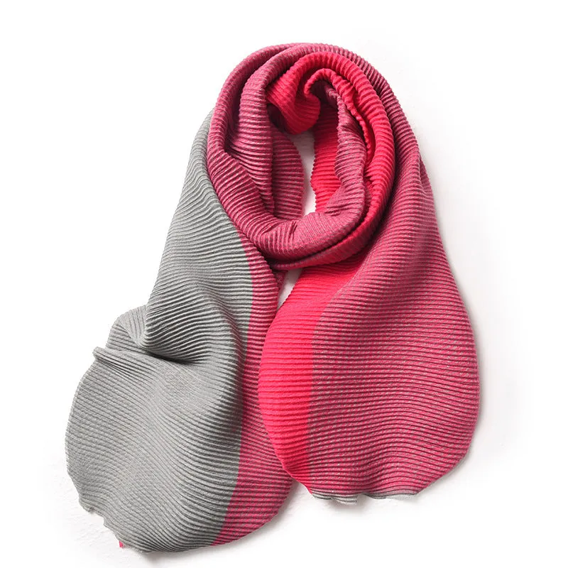 Gradient Mixed-color Scarf Winter Double-sided Wrinkled Imitation Cashmere Scarf Popular Versatile And Elegant Shawl For Women