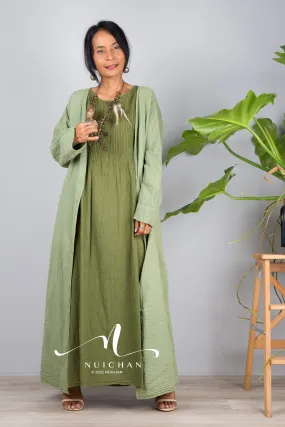 Green Cotton open front cardigan