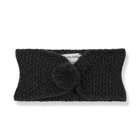 headband chunky knit with pom - anthracite