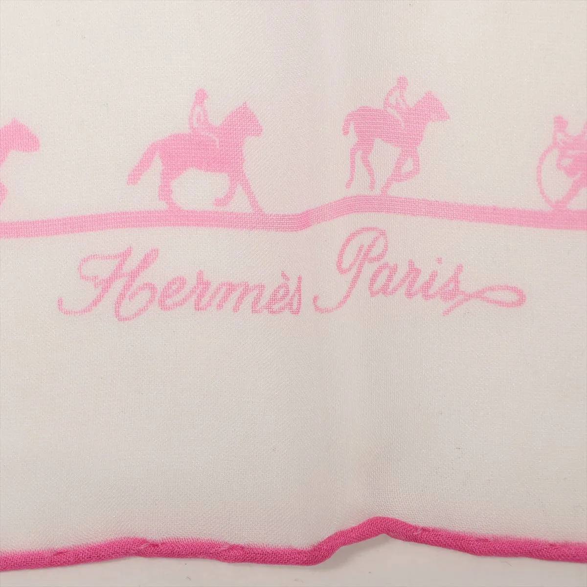 Hermès Carré 45 Horse Rider  Silk  Scarf White x Pink