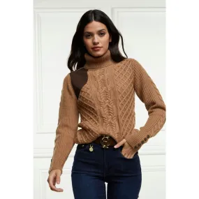 Holland Cooper Country Merino Roll Neck Ladies Knit - Caramel