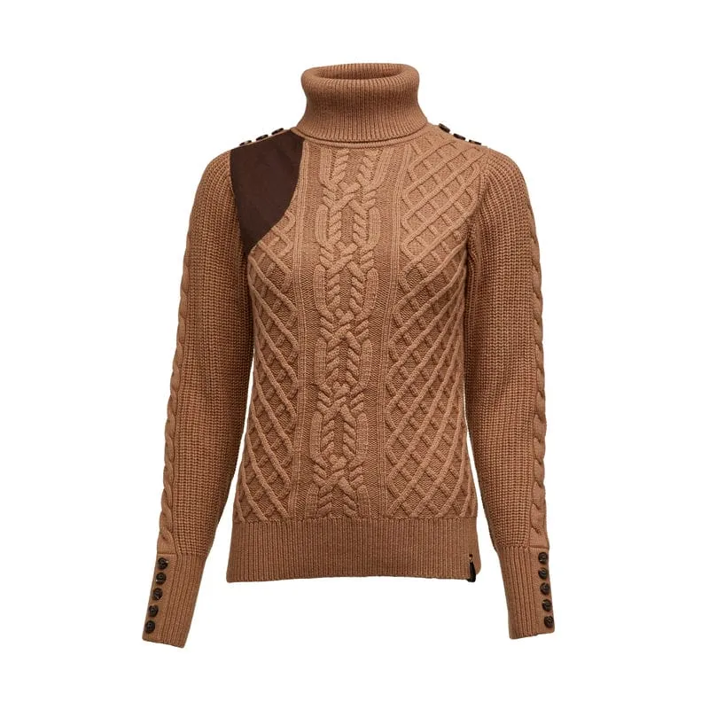 Holland Cooper Country Merino Roll Neck Ladies Knit - Caramel