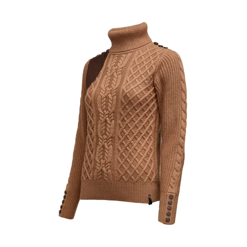 Holland Cooper Country Merino Roll Neck Ladies Knit - Caramel