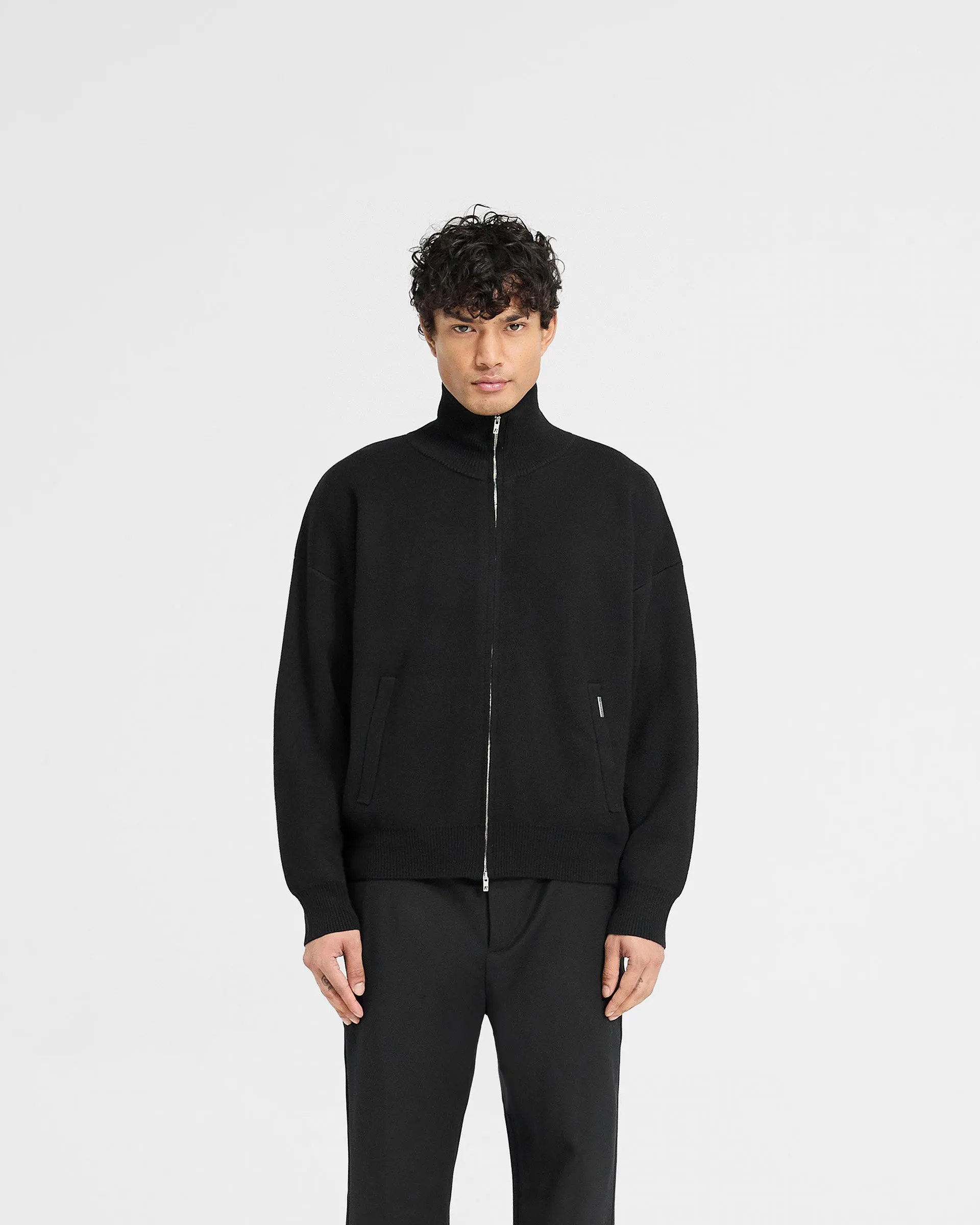 Initial Knitted Track Jacket - Jet Black