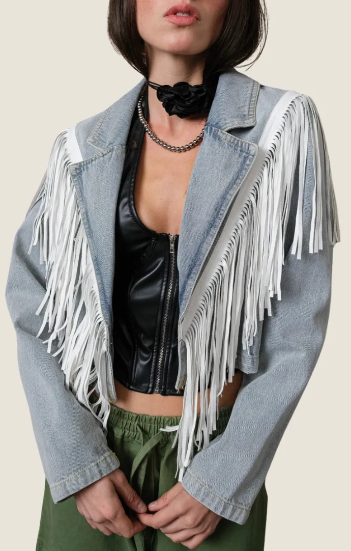 Ishani Denim Fringe Jacket