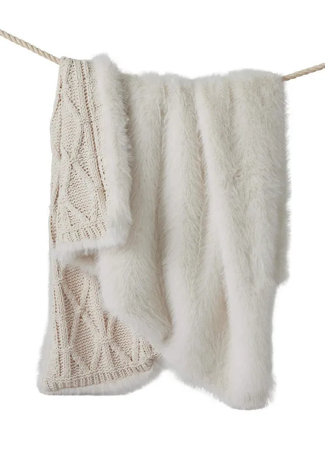 IVORY FOX FAUX FUR APRES SKI THROW 60X72