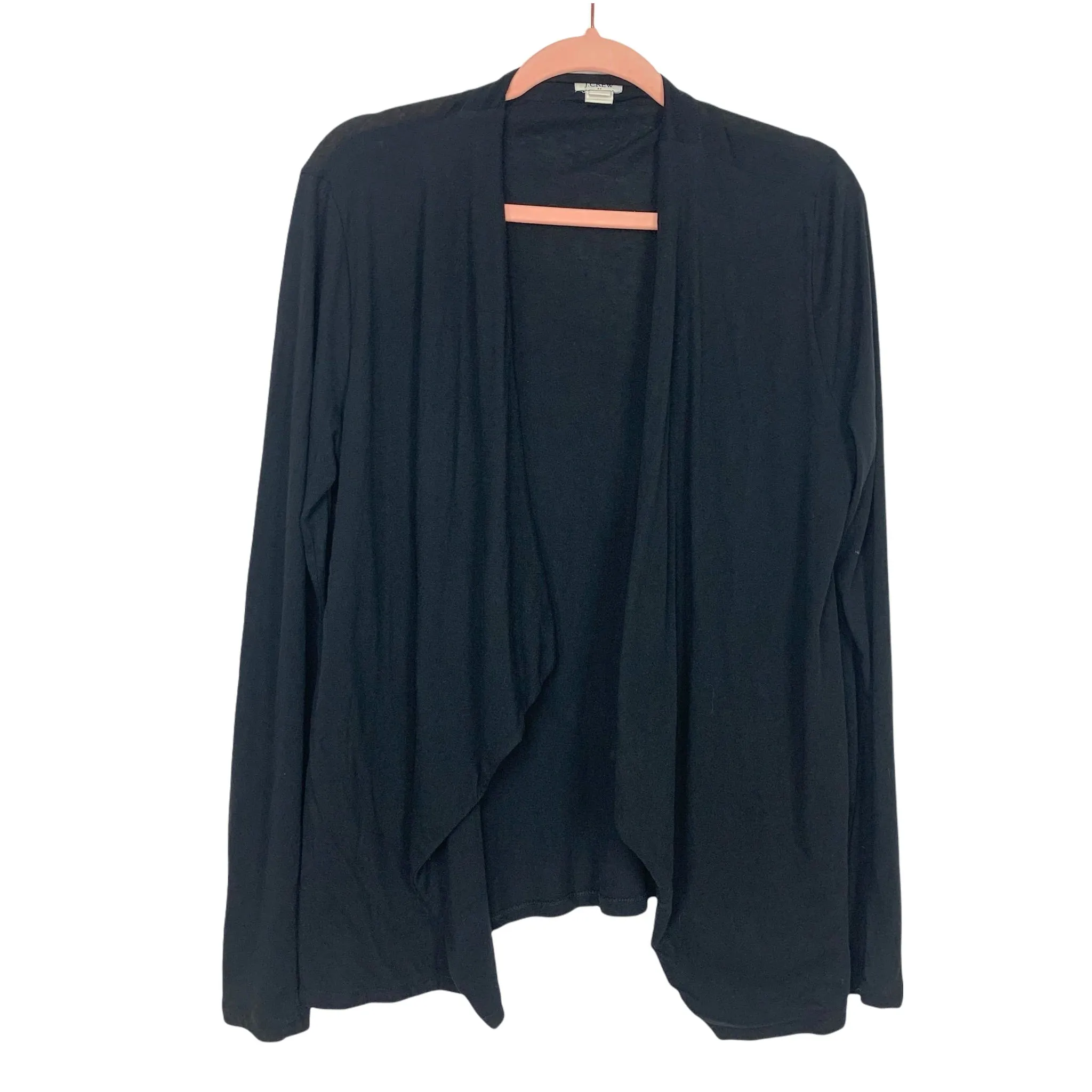 J Crew Black Cotton Lightweight Open Front Cardigan- Size M