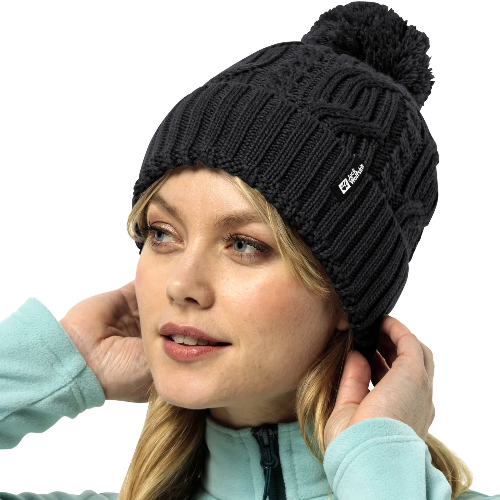 Jack Wolfskin Womens Pompom Fleece Lined Windproof Bobble Hat