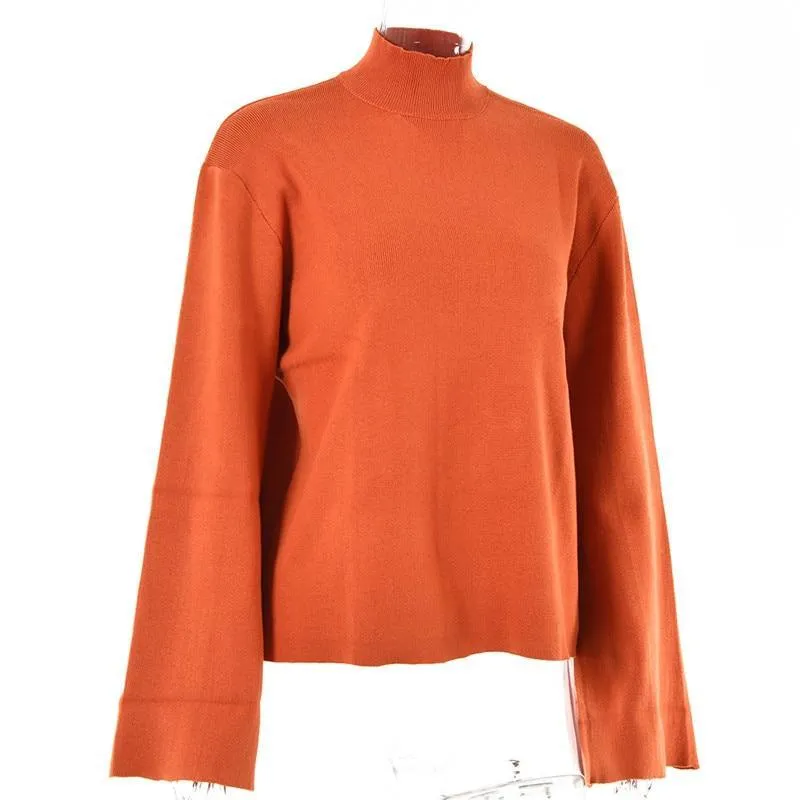 Knitted Dehaired Angora Turtleneck Women Sweater