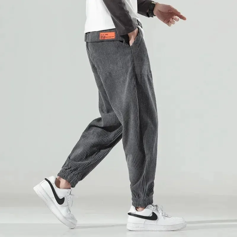 Lewis – Men's Corduroy Jogging Pants with Elastic Cuffs and Relaxed Fit