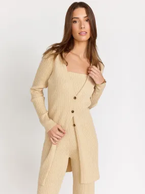 Long Sleeve Rib Knit 3-Button Cardigan - Listicle