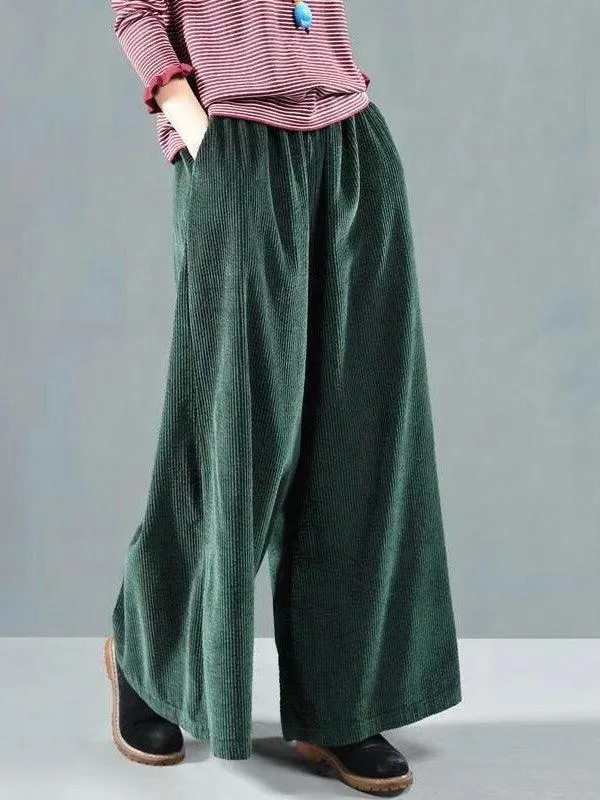 Loose Corduroy Wide-Leg Pants