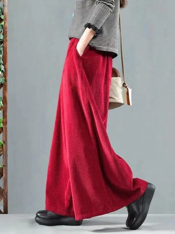 Loose Corduroy Wide-Leg Pants