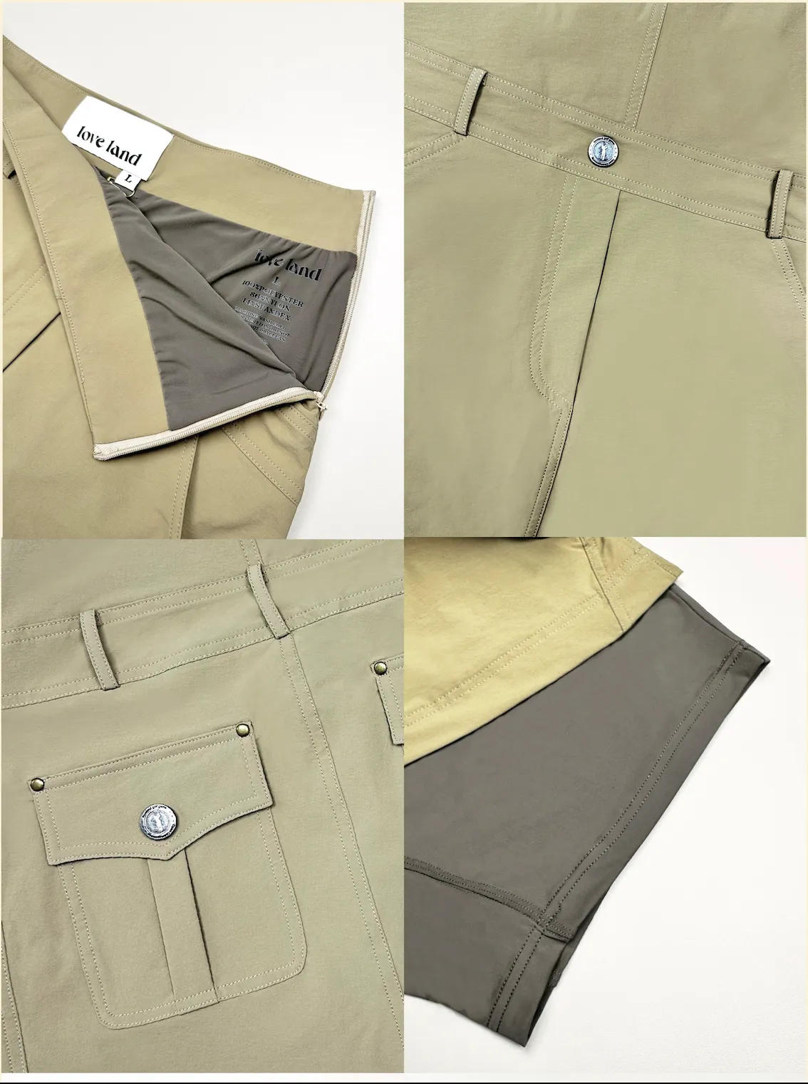 Loveland Diagonal Belt Golf Skort-Khaki