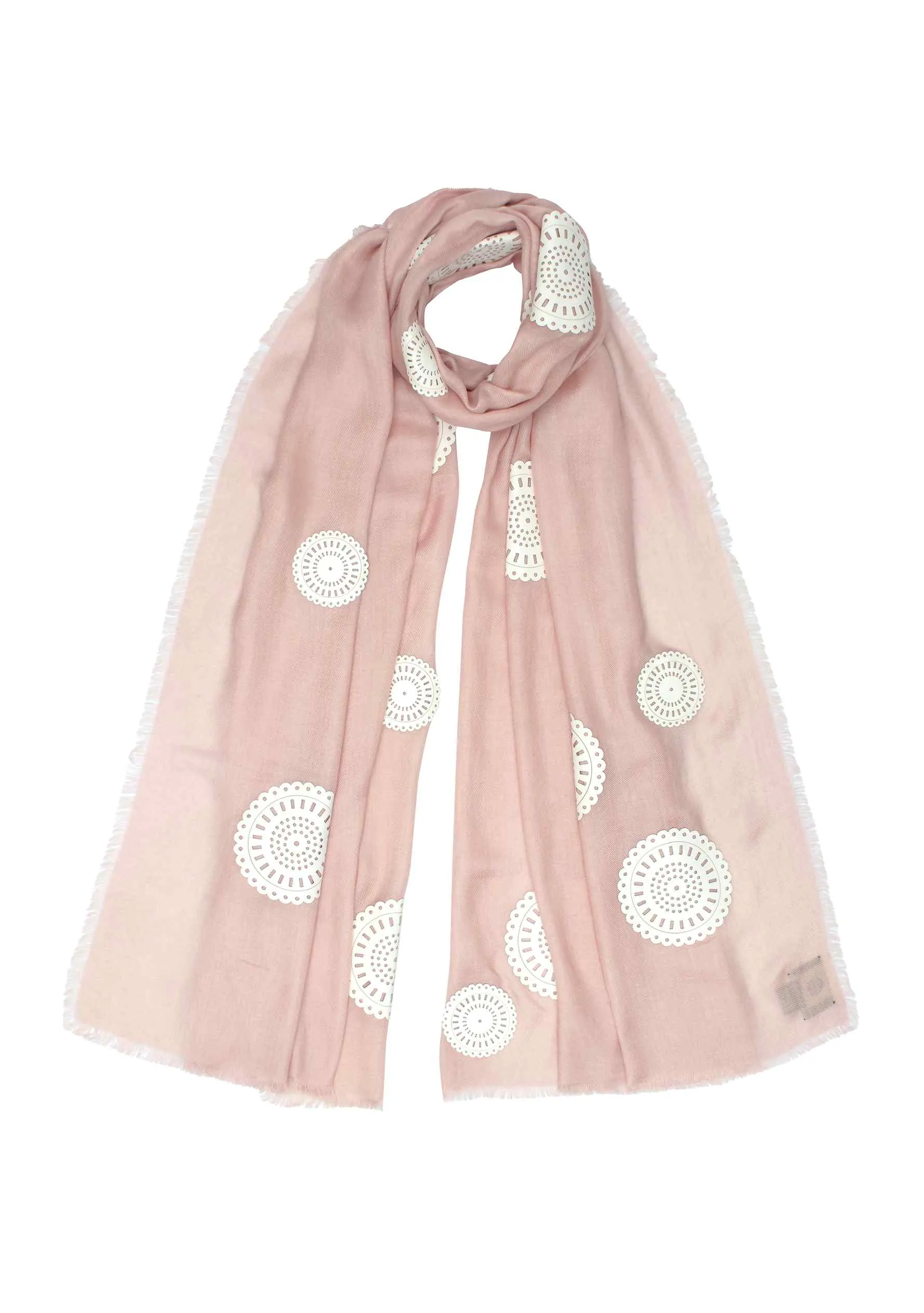 Lt. Copper Modal Scarf with Lasercut White Faux Leather Circle Appliques