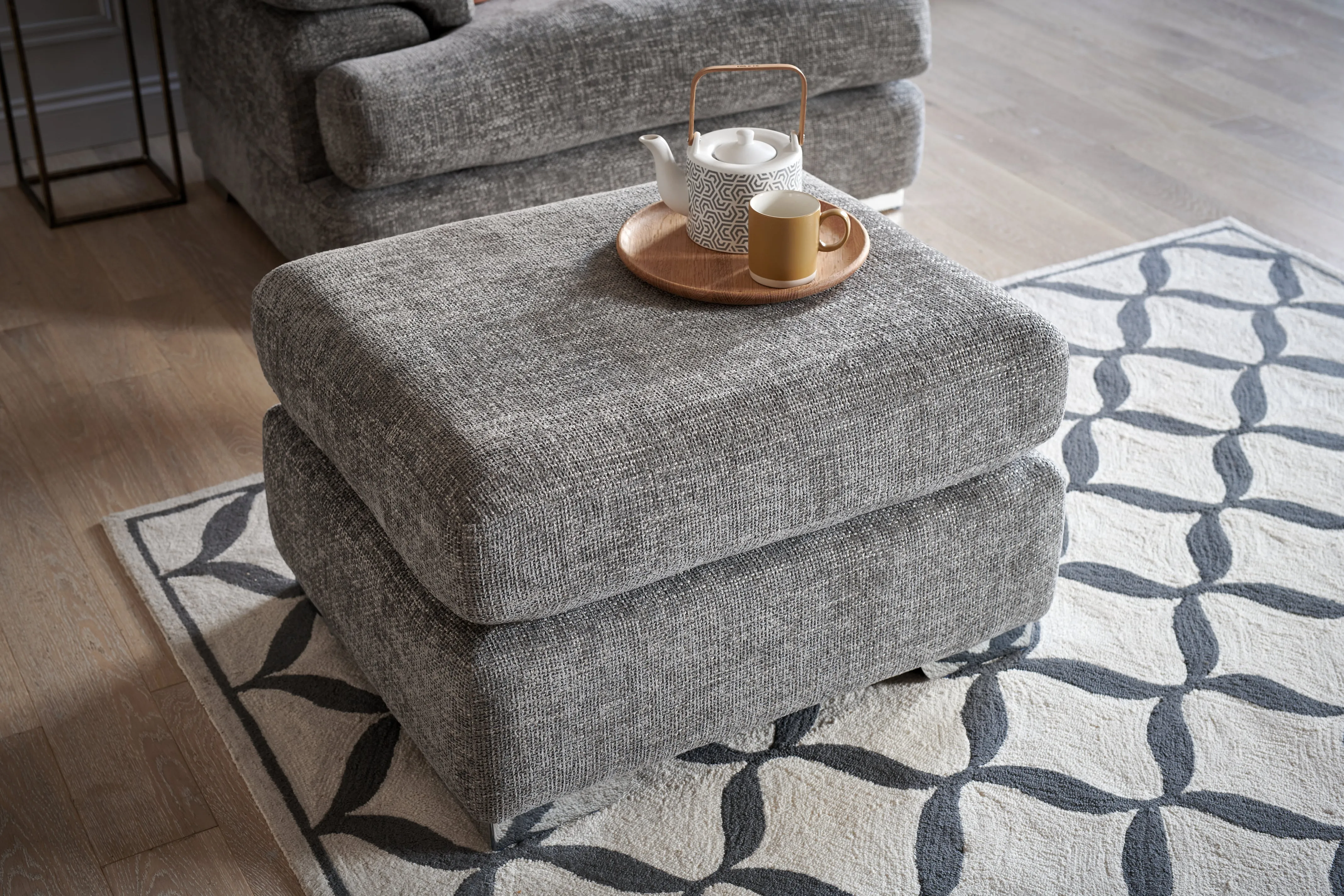 Marino | Footstool | Hopsack Platinum