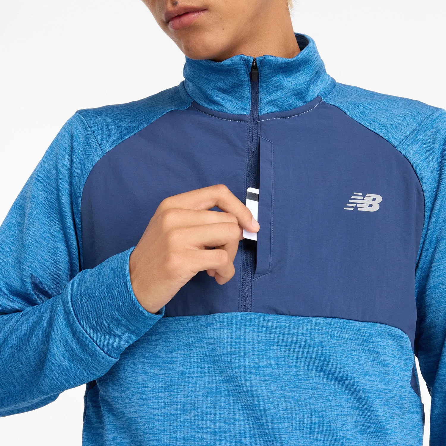 MEN'S HEAT GRID HALF ZIP - HERON BLUE