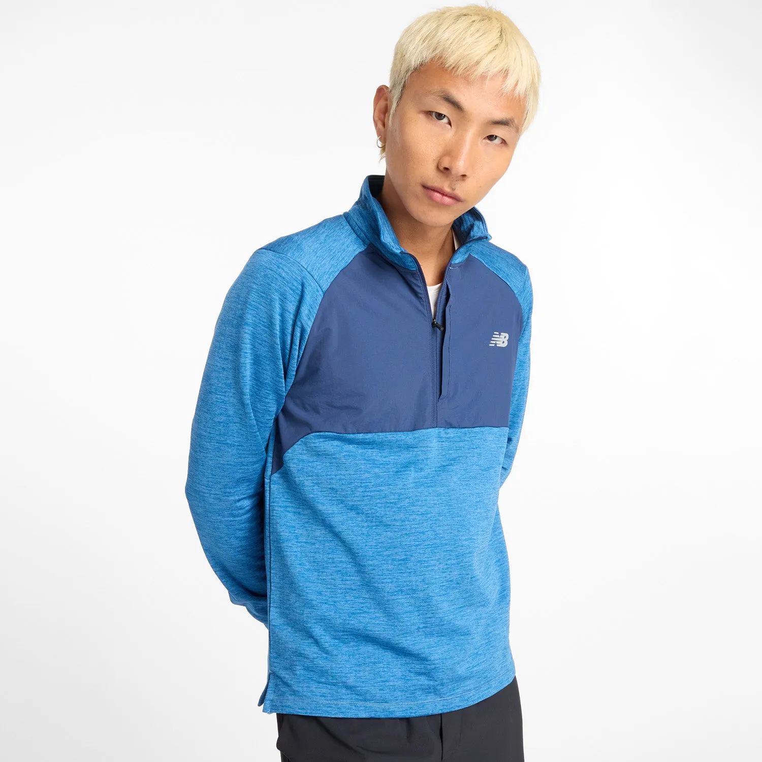 MEN'S HEAT GRID HALF ZIP - HERON BLUE