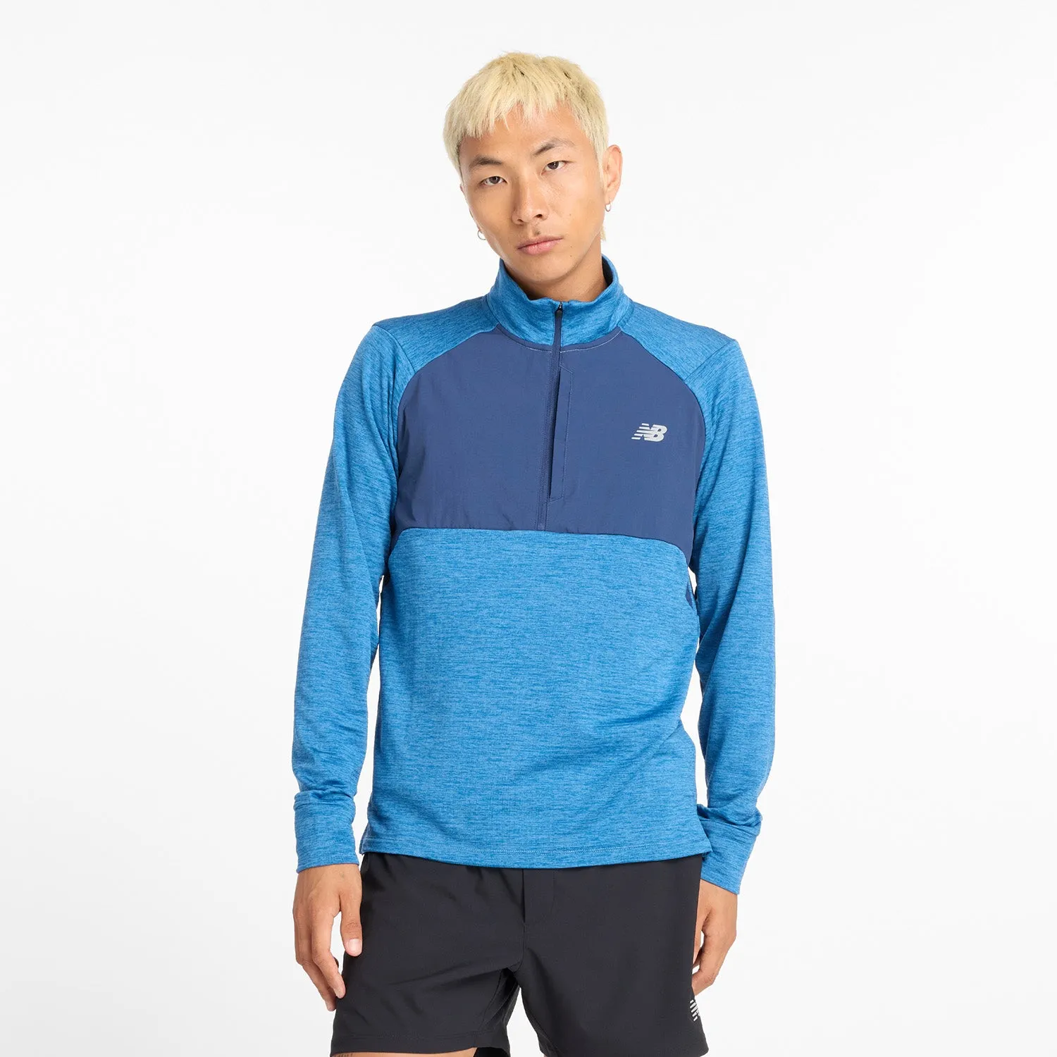 MEN'S HEAT GRID HALF ZIP - HERON BLUE