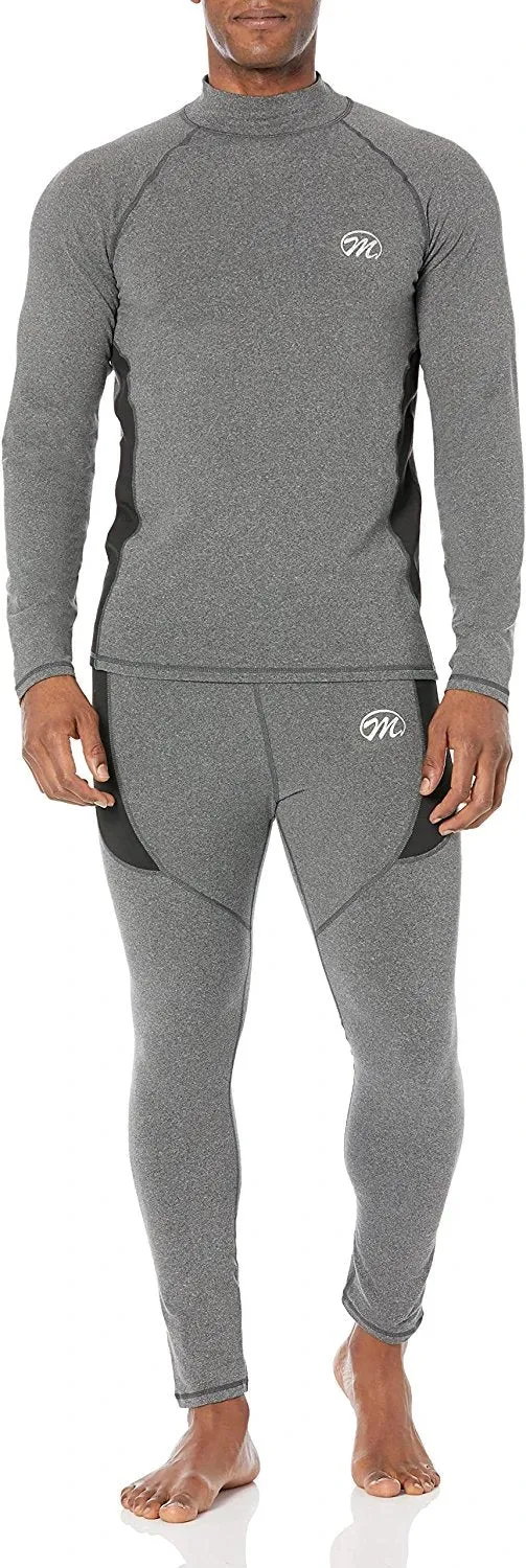 Men's Thermal Underwear Set Winter Ski Gear Fleece Lined Long Johns Base Layer Warm Top & Bottom for Skiing Running