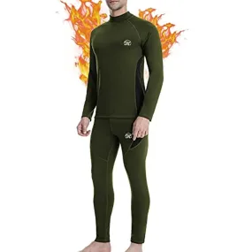 Men's Thermal Underwear Set Winter Ski Gear Fleece Lined Long Johns Base Layer Warm Top & Bottom for Skiing Running