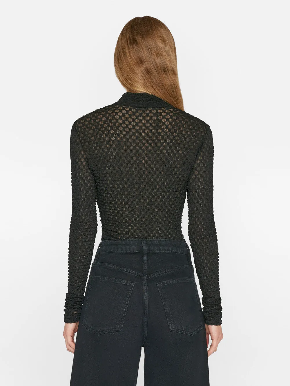 Mesh Lace Turtleneck -- Noir