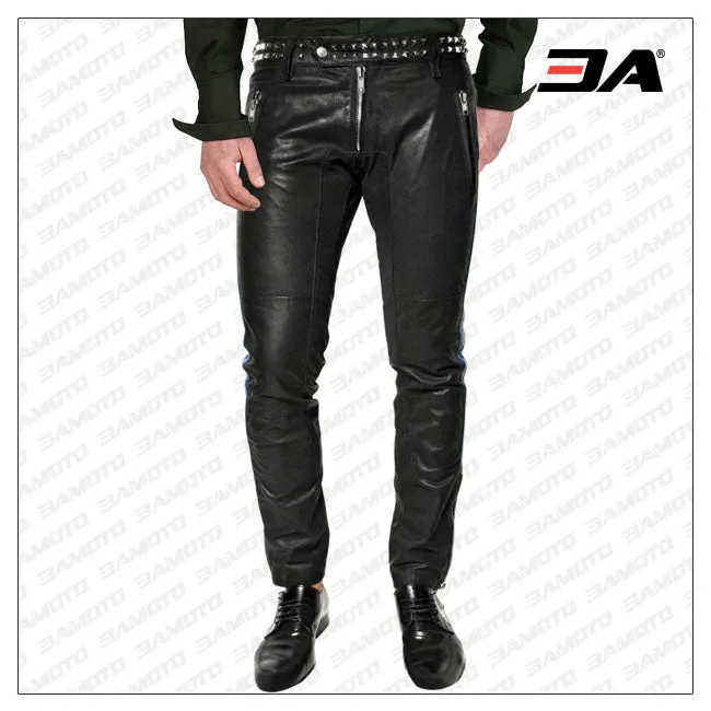 Metallic Style Studded Detailed Leather Pant