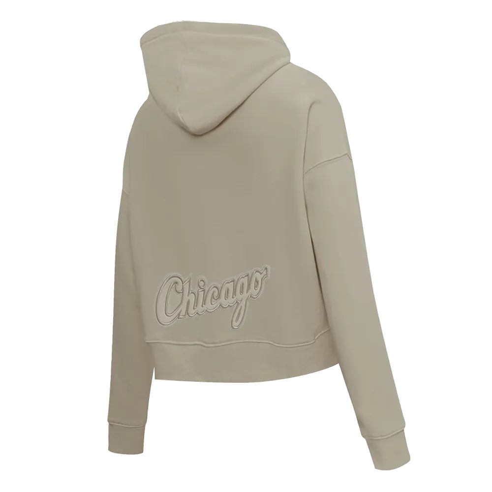 MLB CHICAGO WHITE SOX NEUTRAL WOMEN'S CROPPED PO HOODIE (TAUPE)