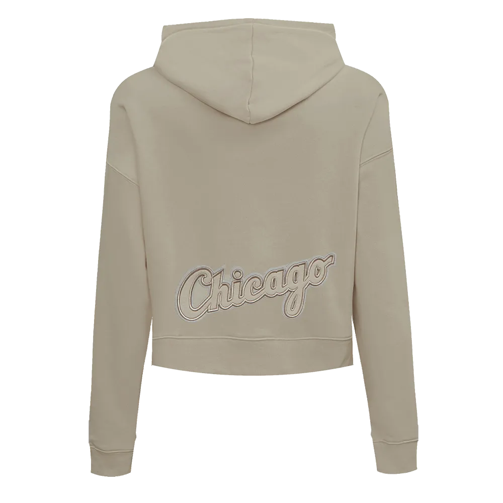 MLB CHICAGO WHITE SOX NEUTRAL WOMEN'S CROPPED PO HOODIE (TAUPE)