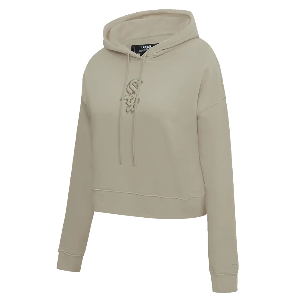 MLB CHICAGO WHITE SOX NEUTRAL WOMEN'S CROPPED PO HOODIE (TAUPE)