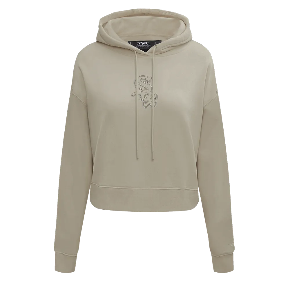 MLB CHICAGO WHITE SOX NEUTRAL WOMEN'S CROPPED PO HOODIE (TAUPE)