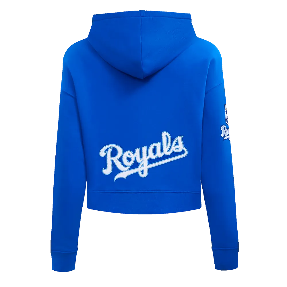 MLB KANSAS CITY ROYALS CLASSIC WOMEN'S CROPPED PO HOODIE (ROYAL BLUE)