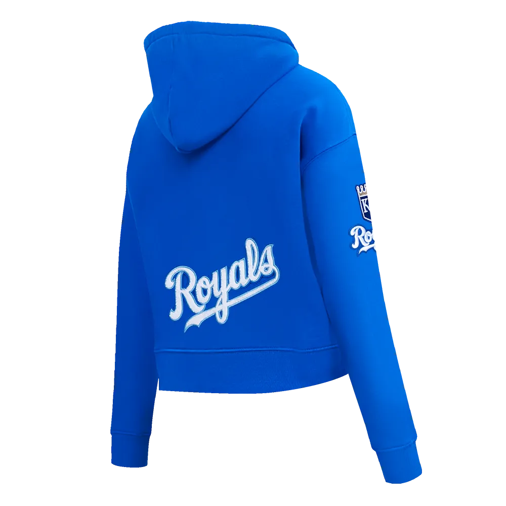 MLB KANSAS CITY ROYALS CLASSIC WOMEN'S CROPPED PO HOODIE (ROYAL BLUE)