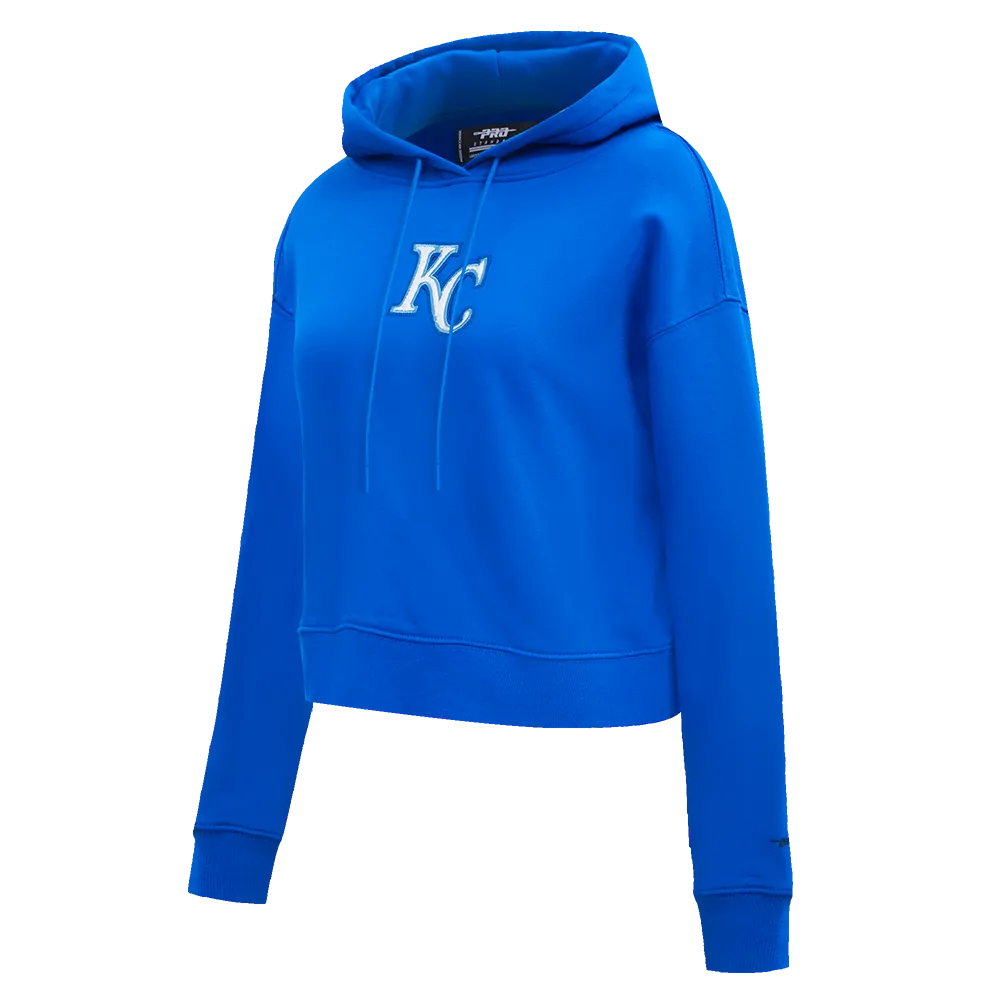 MLB KANSAS CITY ROYALS CLASSIC WOMEN'S CROPPED PO HOODIE (ROYAL BLUE)