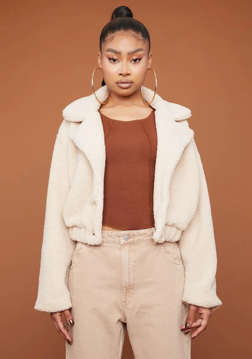 Mocha It's A Mood Teddy Moto Jacket