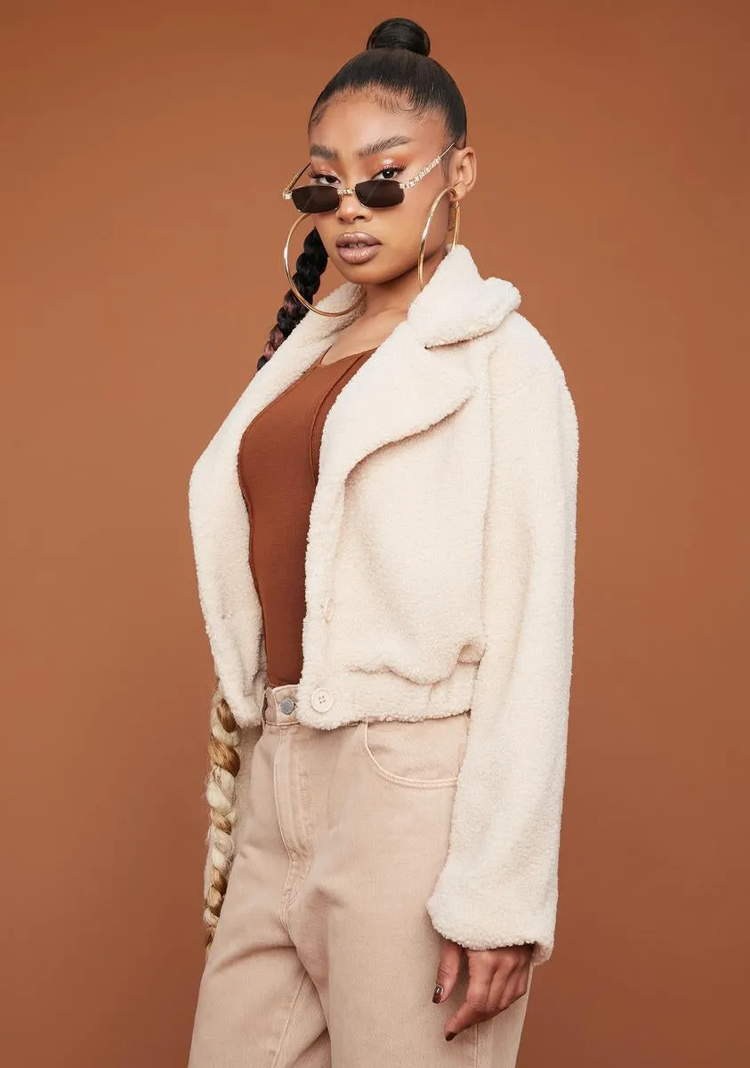 Mocha It's A Mood Teddy Moto Jacket