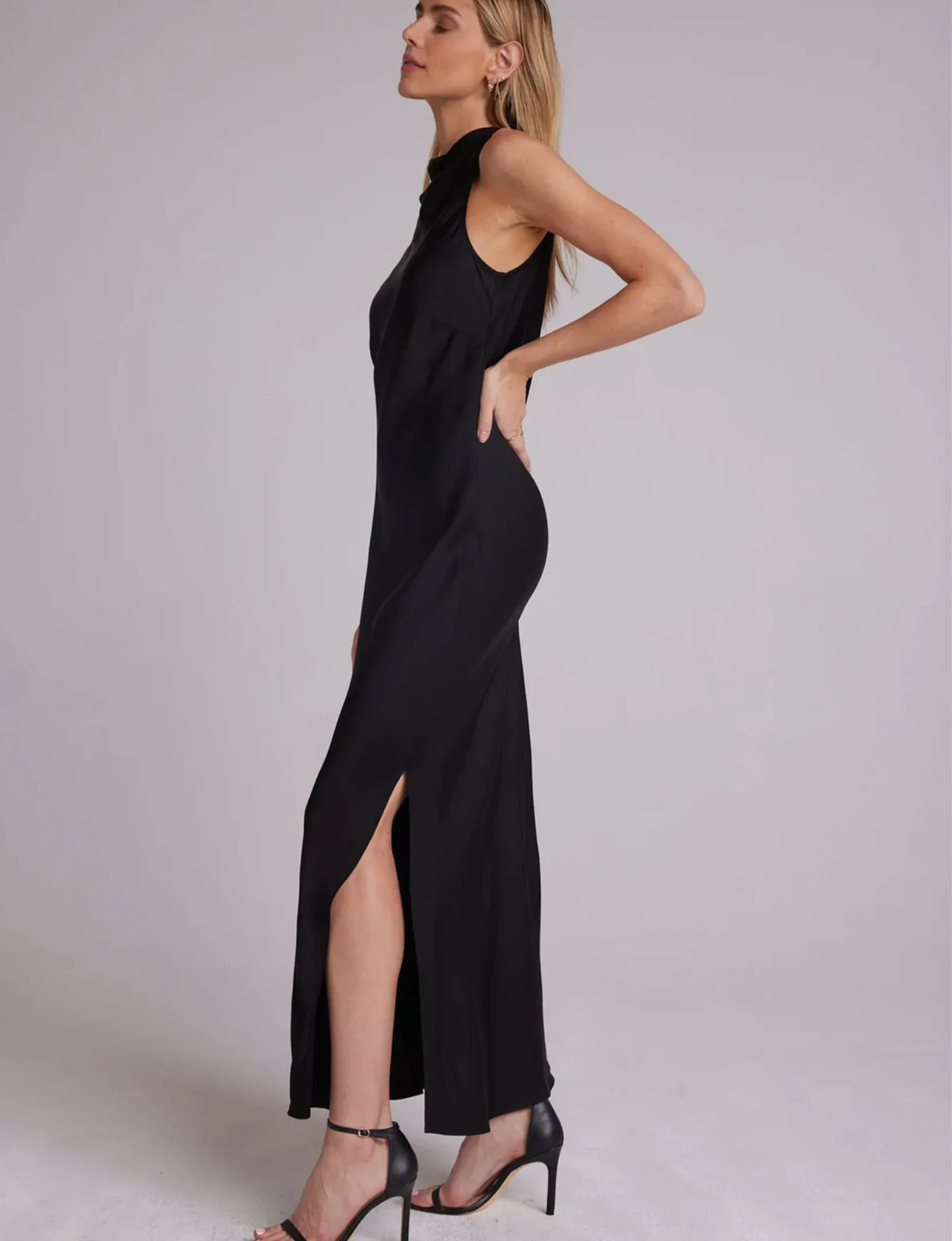 Mock Neck Halter Dress, Black