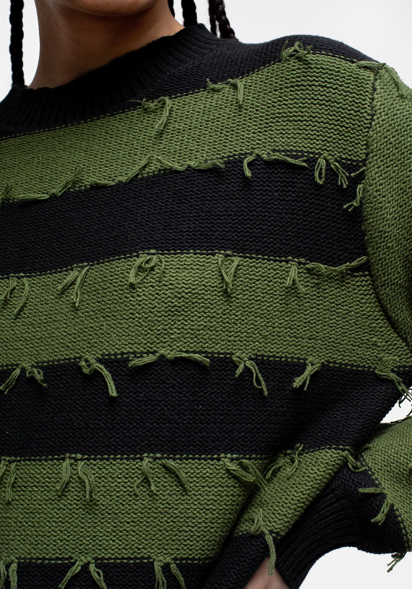 Nancy Stripe Oversized Jumper - Green and Black