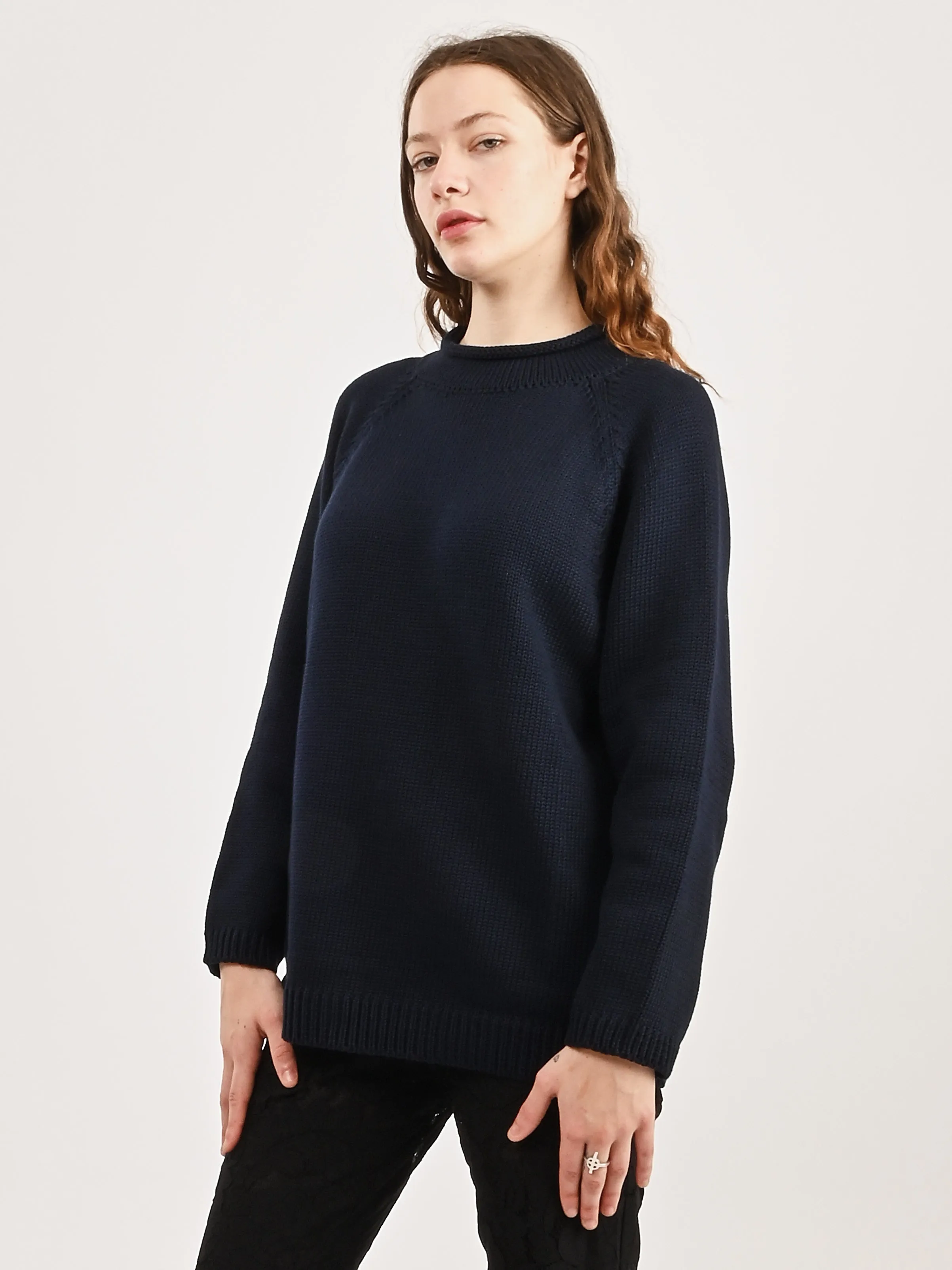 Navy Oversized Cotton Jumper