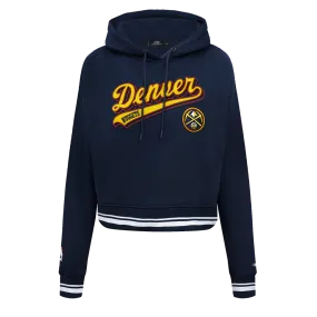 NBA DENVER NUGGETS SCRIPT TAIL WOMEN'S RIB FLC CROPPED PO HOODIE (MIDNIGHT NAVY)