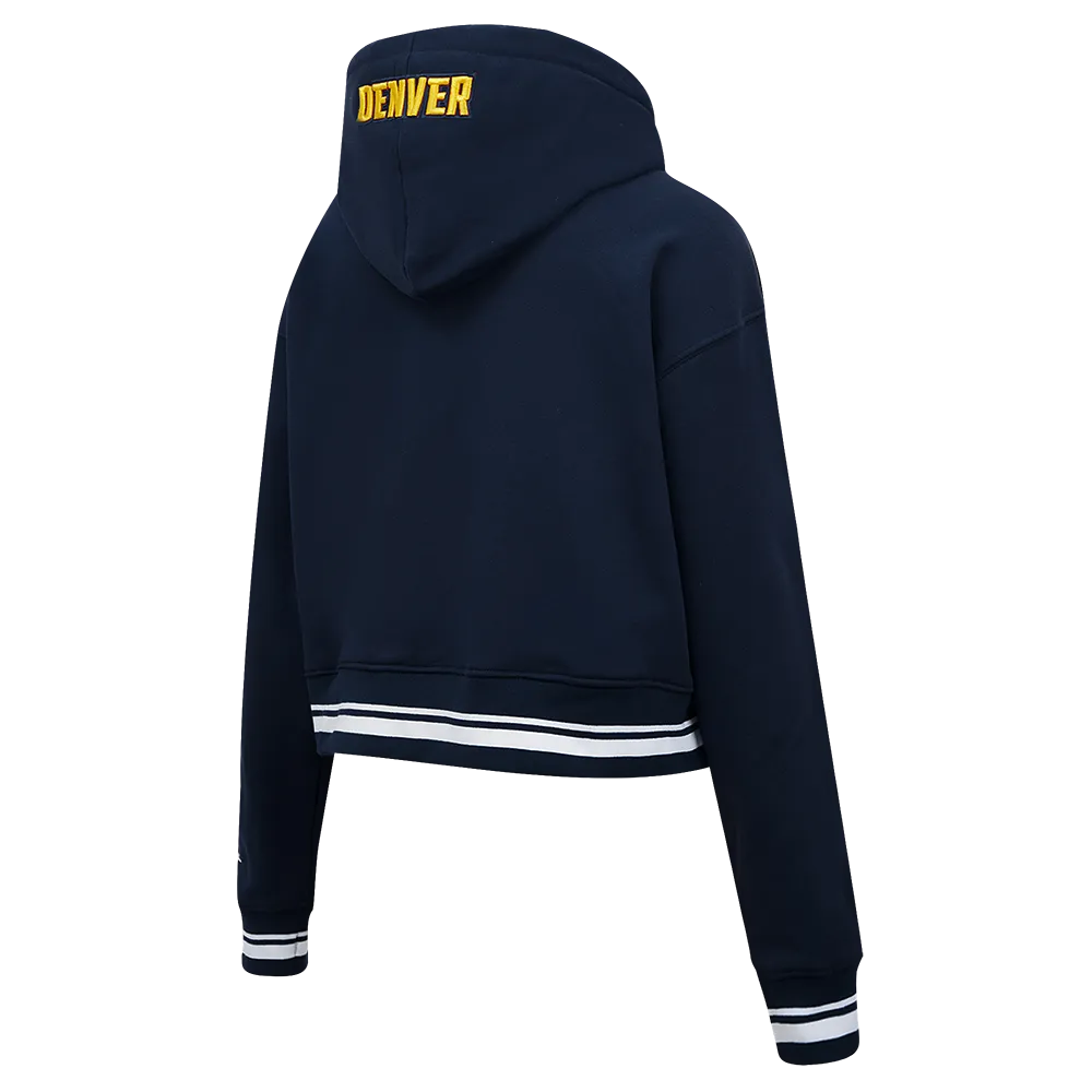 NBA DENVER NUGGETS SCRIPT TAIL WOMEN'S RIB FLC CROPPED PO HOODIE (MIDNIGHT NAVY)