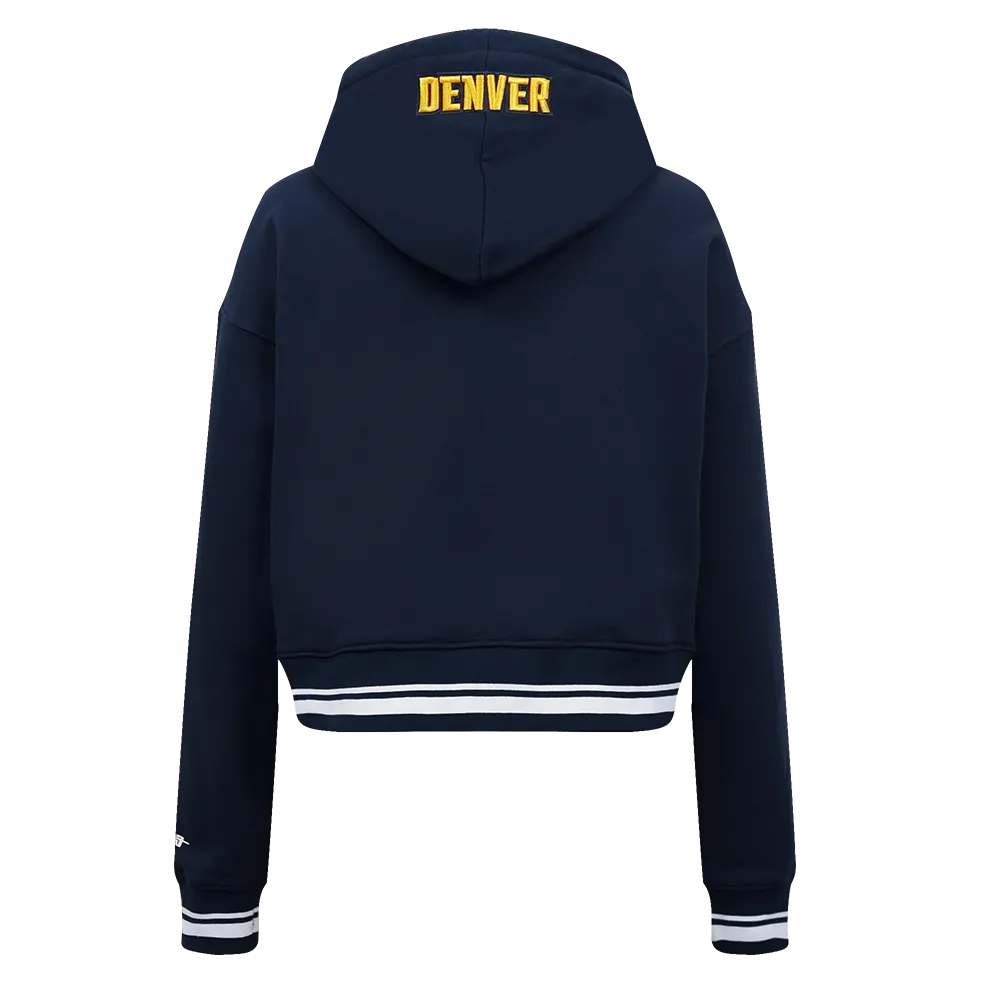 NBA DENVER NUGGETS SCRIPT TAIL WOMEN'S RIB FLC CROPPED PO HOODIE (MIDNIGHT NAVY)