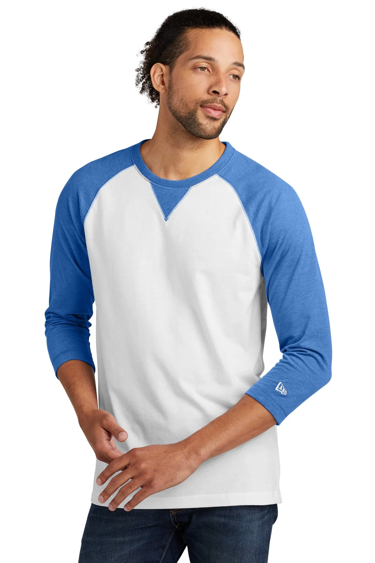 New Era Sueded Cotton Blend 3/4-Sleeve Baseball Raglan Tee. NEA121