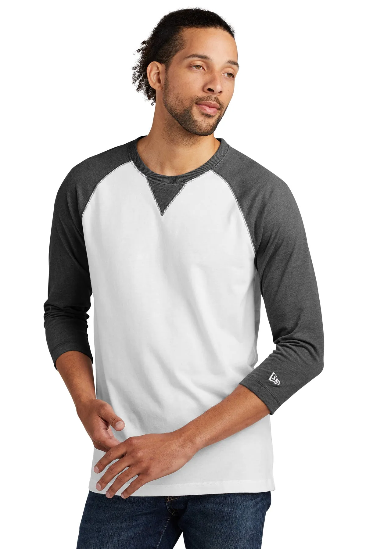 New Era Sueded Cotton Blend 3/4-Sleeve Baseball Raglan Tee. NEA121