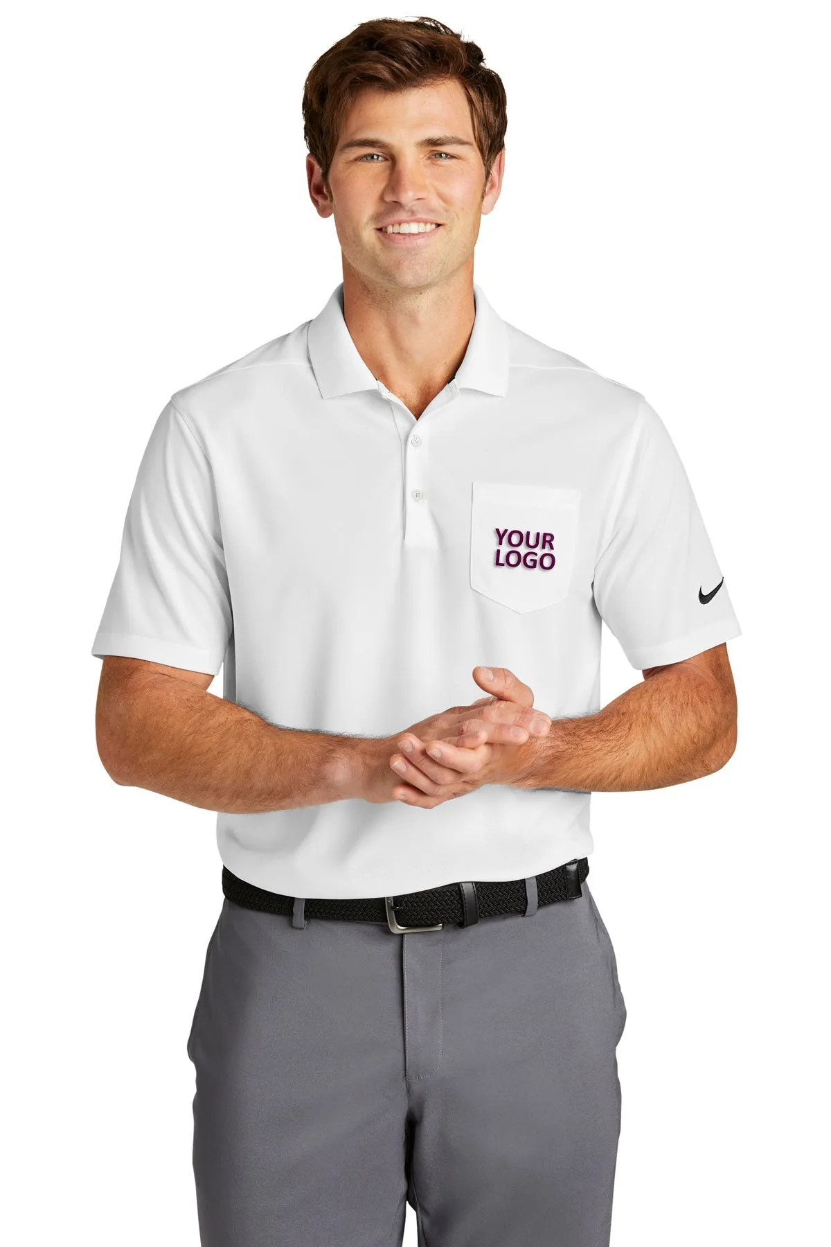 Nike Dri-FIT Micro Pique Custom Pocket Polos, White