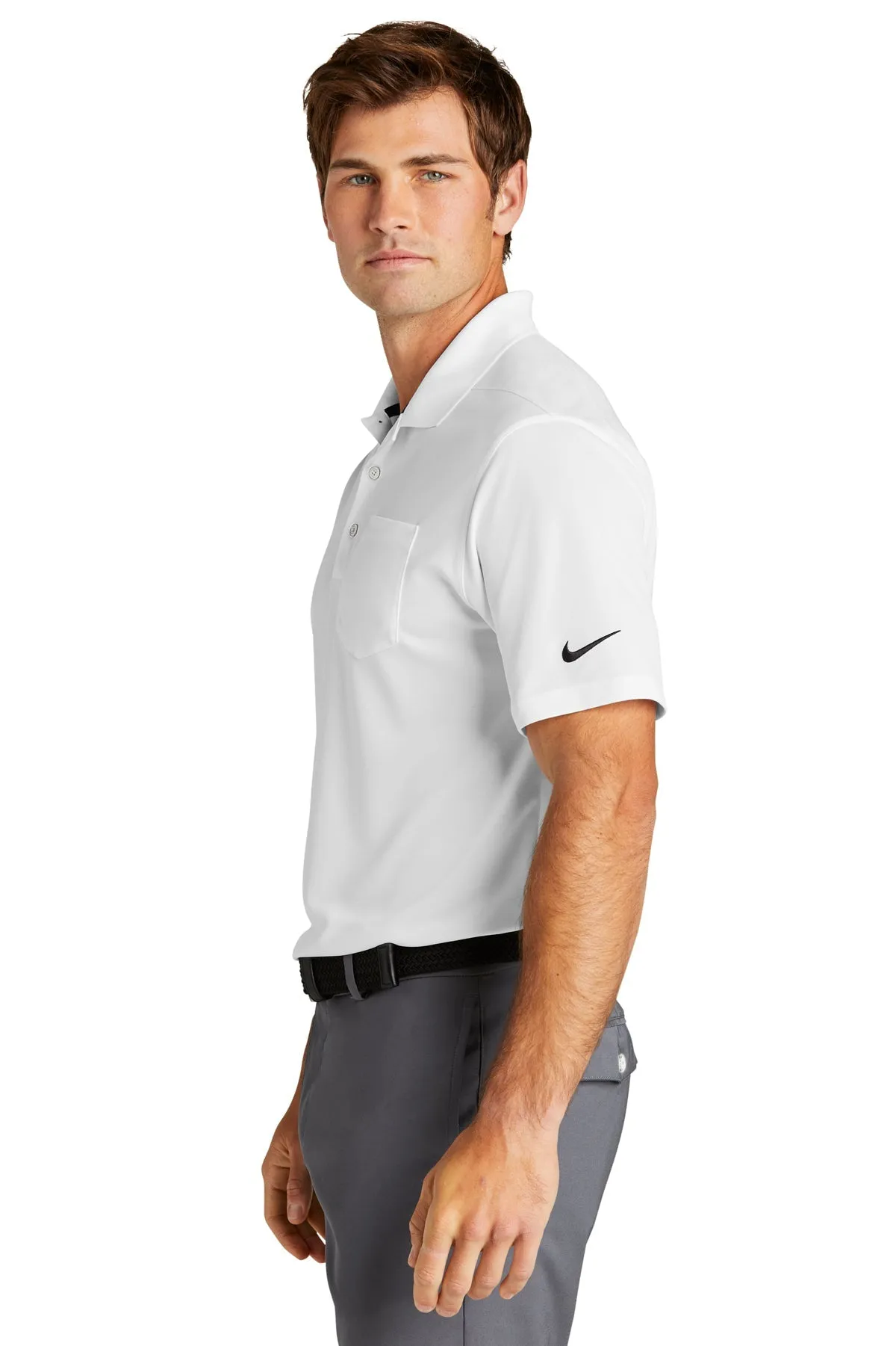 Nike Dri-FIT Micro Pique Custom Pocket Polos, White