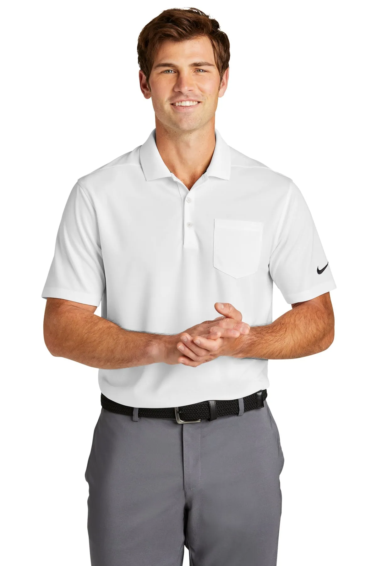 Nike Dri-FIT Micro Pique Custom Pocket Polos, White