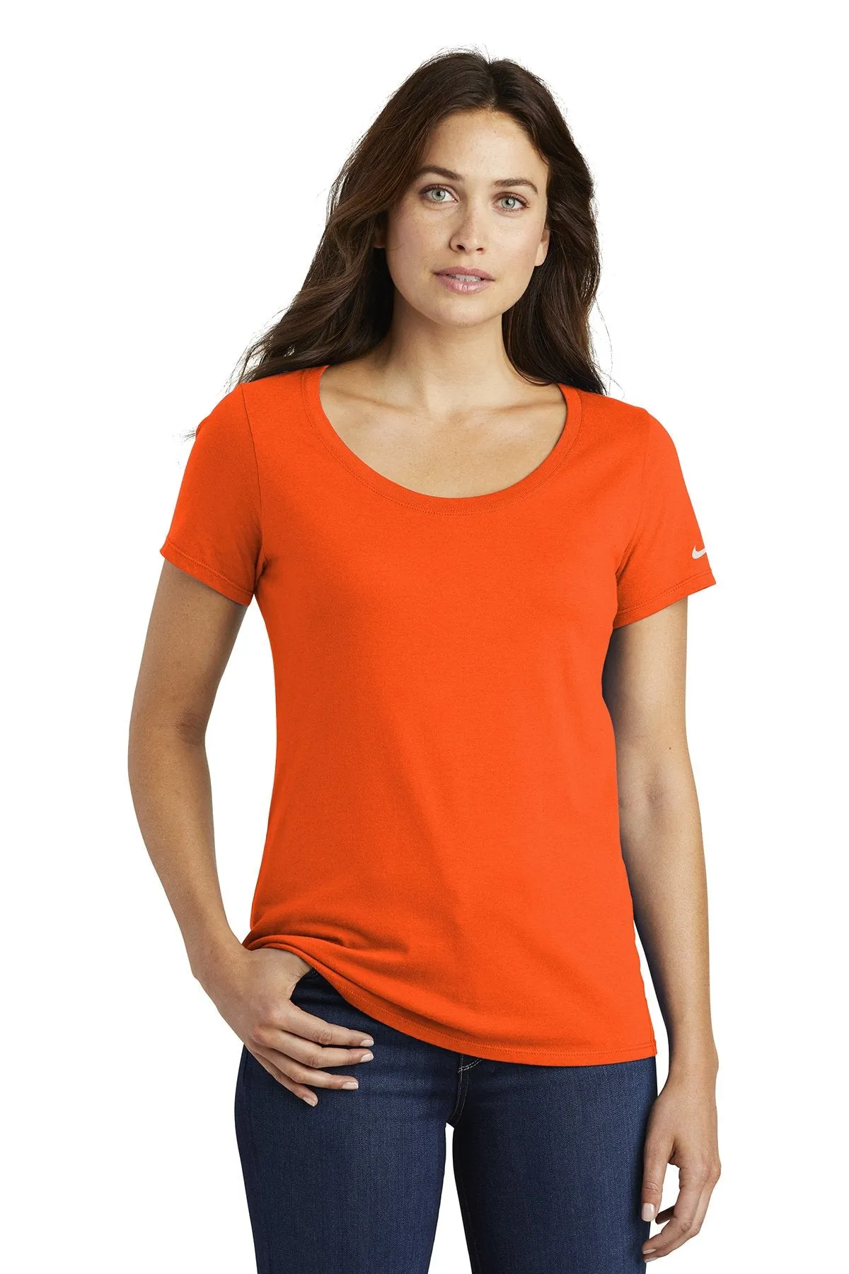 Nike Ladies Core Cotton Scoop Neck Customized Tees, Brilliant Orange