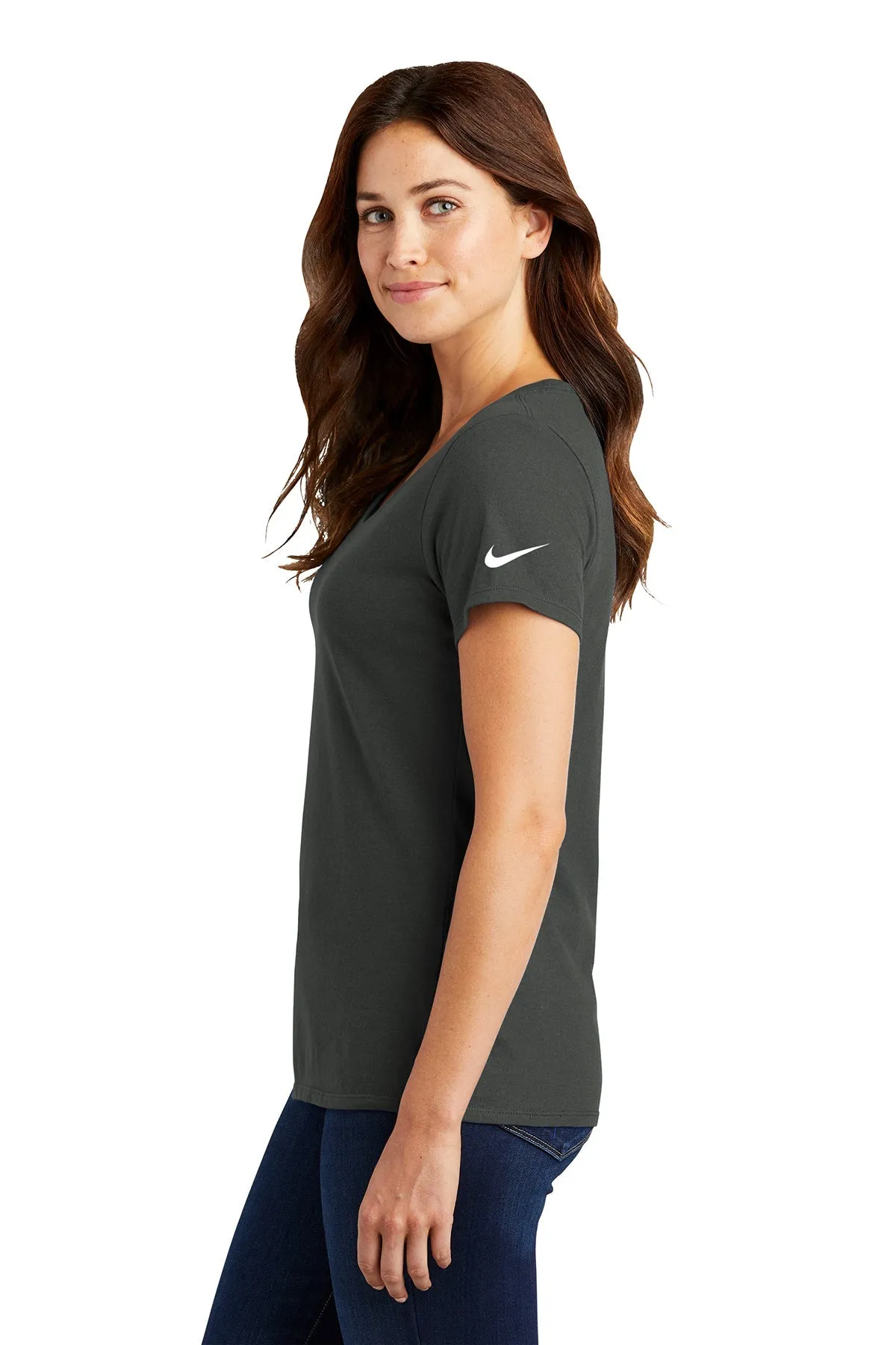 Nike Ladies Dri-FIT Scoop Neck Customized Tees, Anthracite