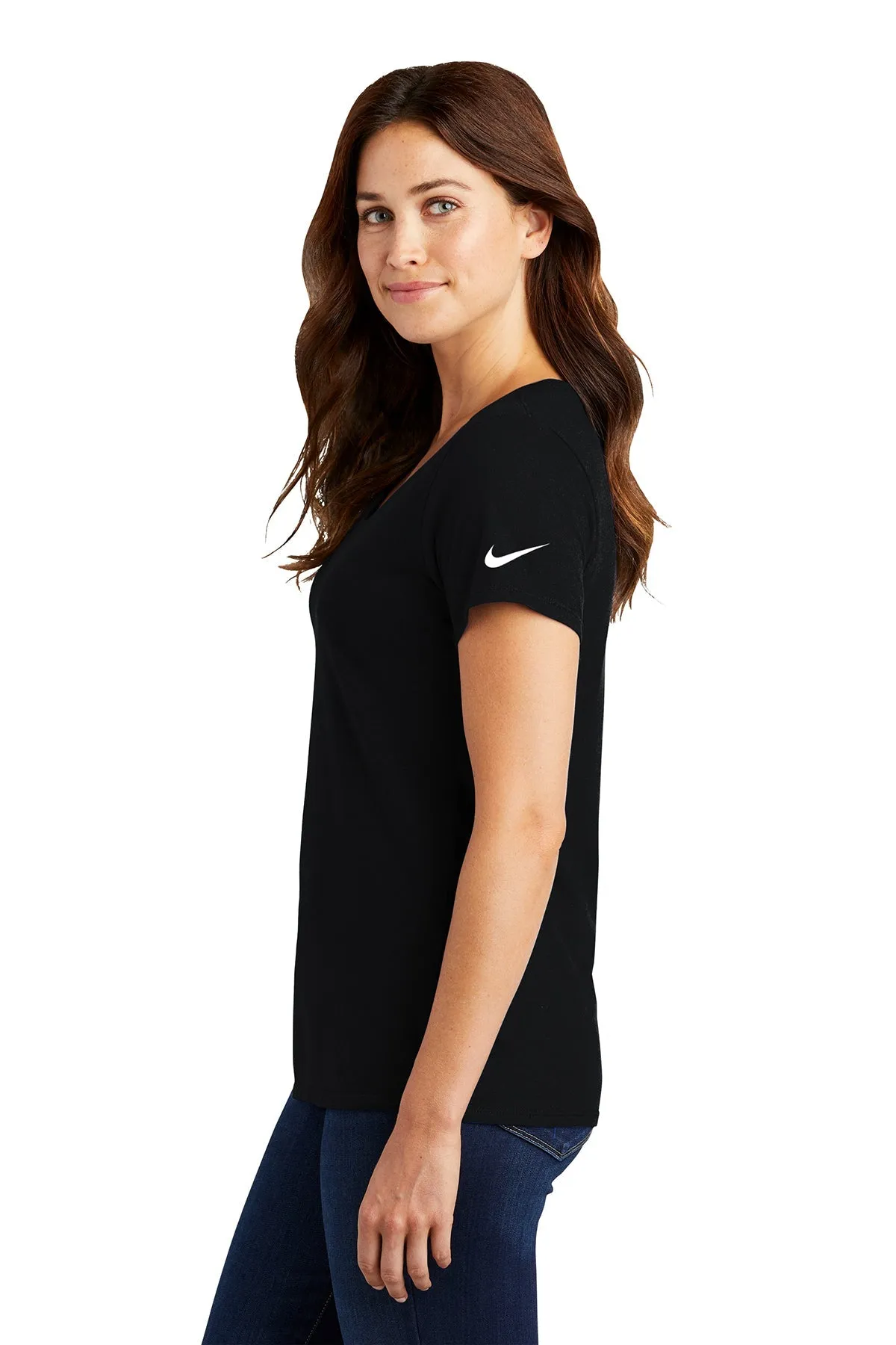 Nike Ladies DriFIT CottonPoly Scoop Neck Custom Tees, Black